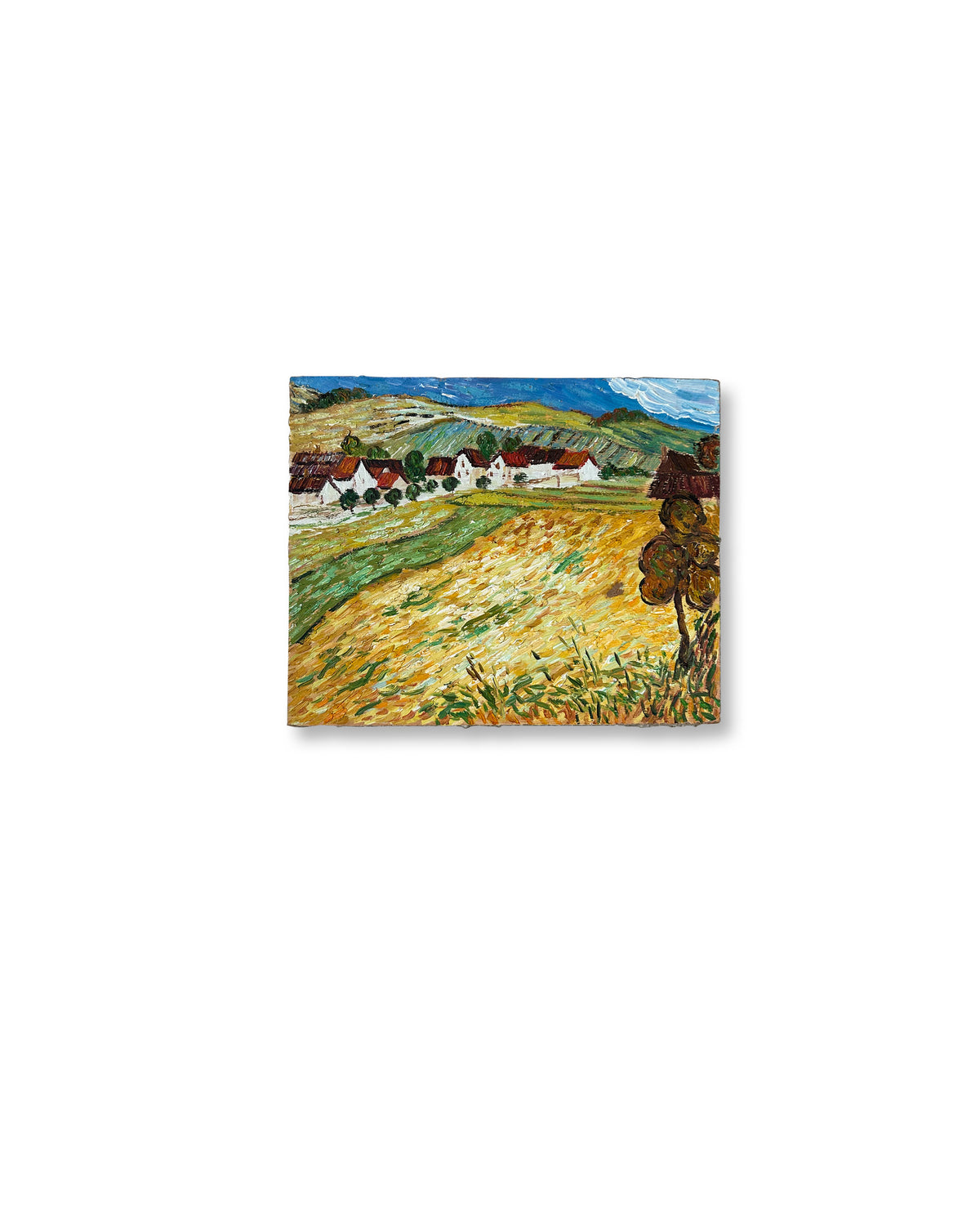 Paris 7.75” x 9.75” Vintage Van Gogh Inspired Oil on Board Farm Fields