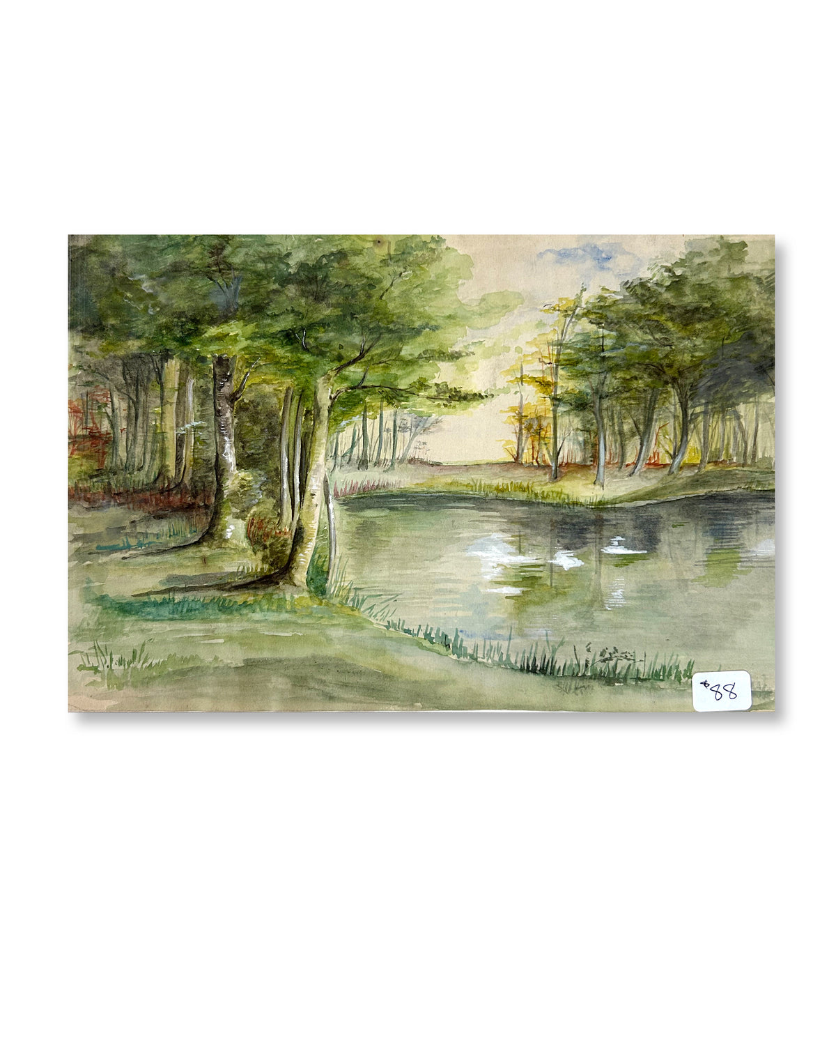4.25” x 6” Antique French Watercolor Painting