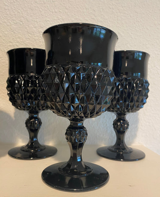 Set of 4-Black Diamond Point Goblet