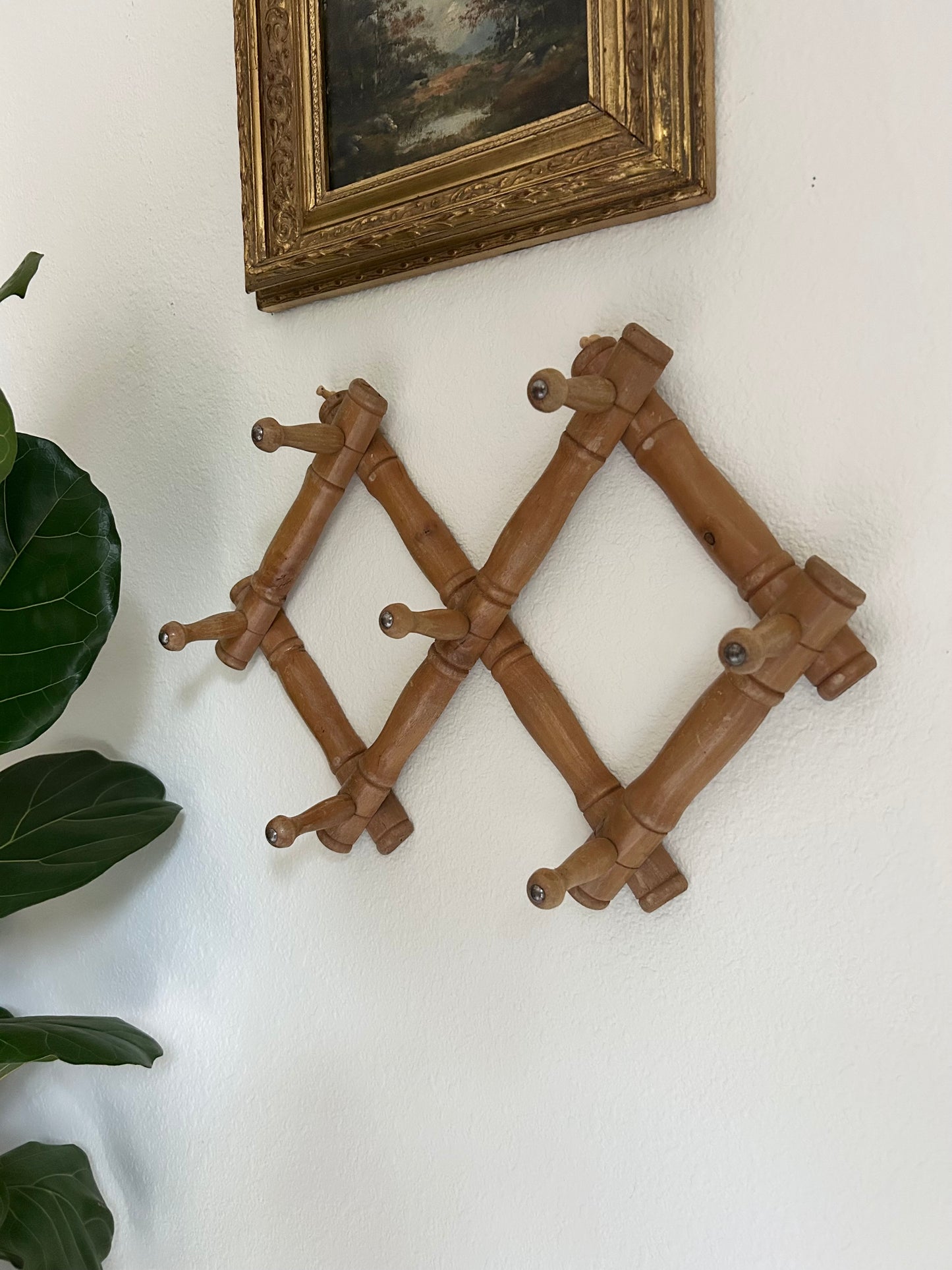 Adjustable 12” x 20” French Wood Faux Bamboo Coat Rack