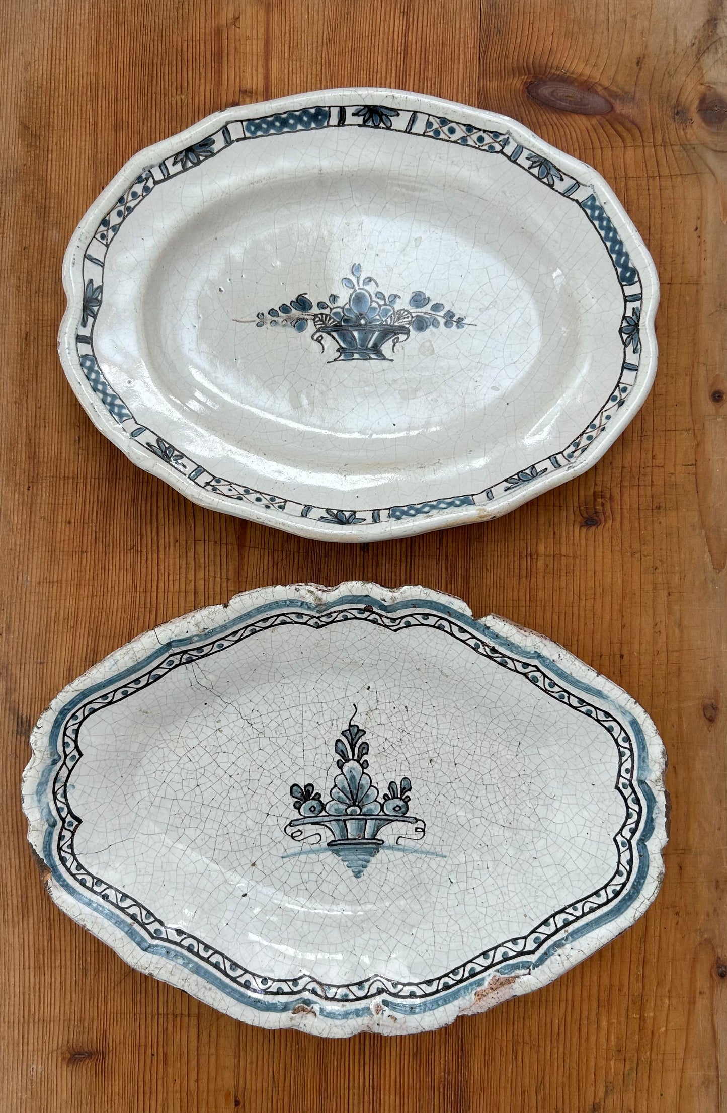 Paris - 12.5” 18th Century French Rouen Faience Oval Platter