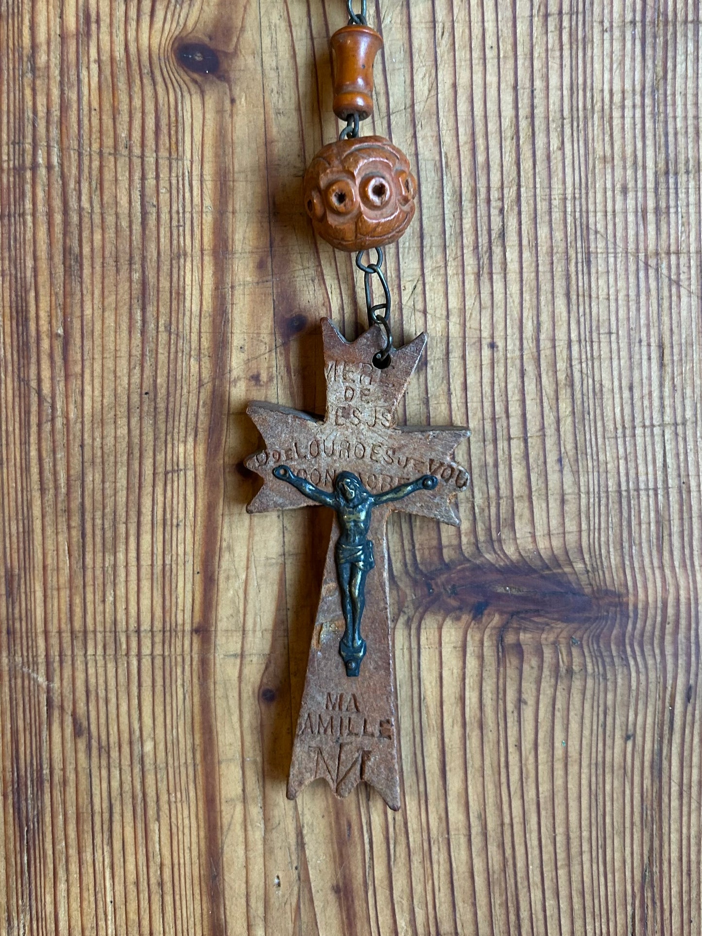 Paris - 41” Carved Large Wood Bead French Rosary