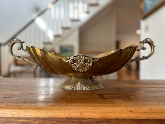 Brass Hammered Pedestal Bowl