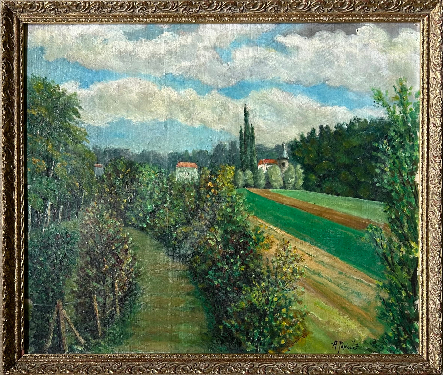 Paris-20” x 23” Vintage Oil on Canvas