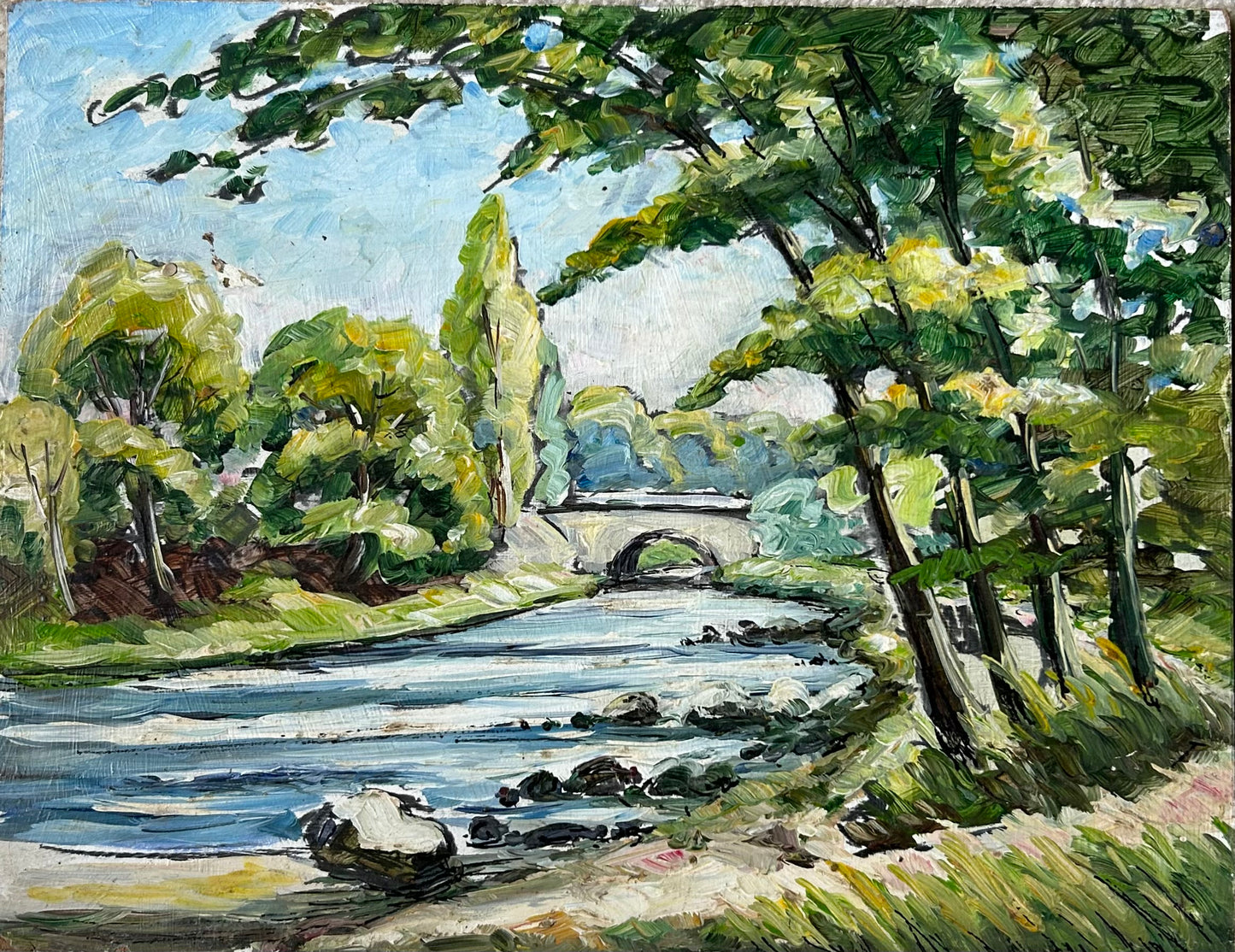 Paris-16” x 19” Oil on Board with Gold Leaf Frame