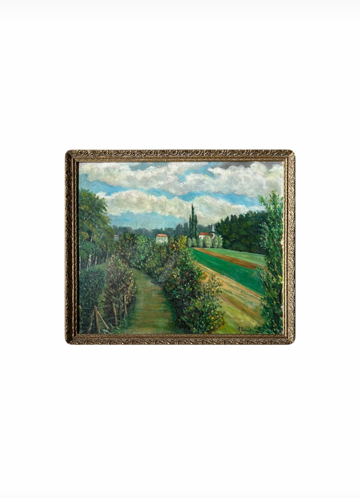 Paris-20” x 23” Vintage Oil on Canvas