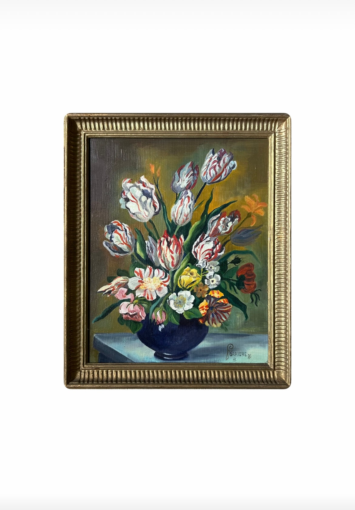 Paris-16” x 19” Vintage Floral Painting