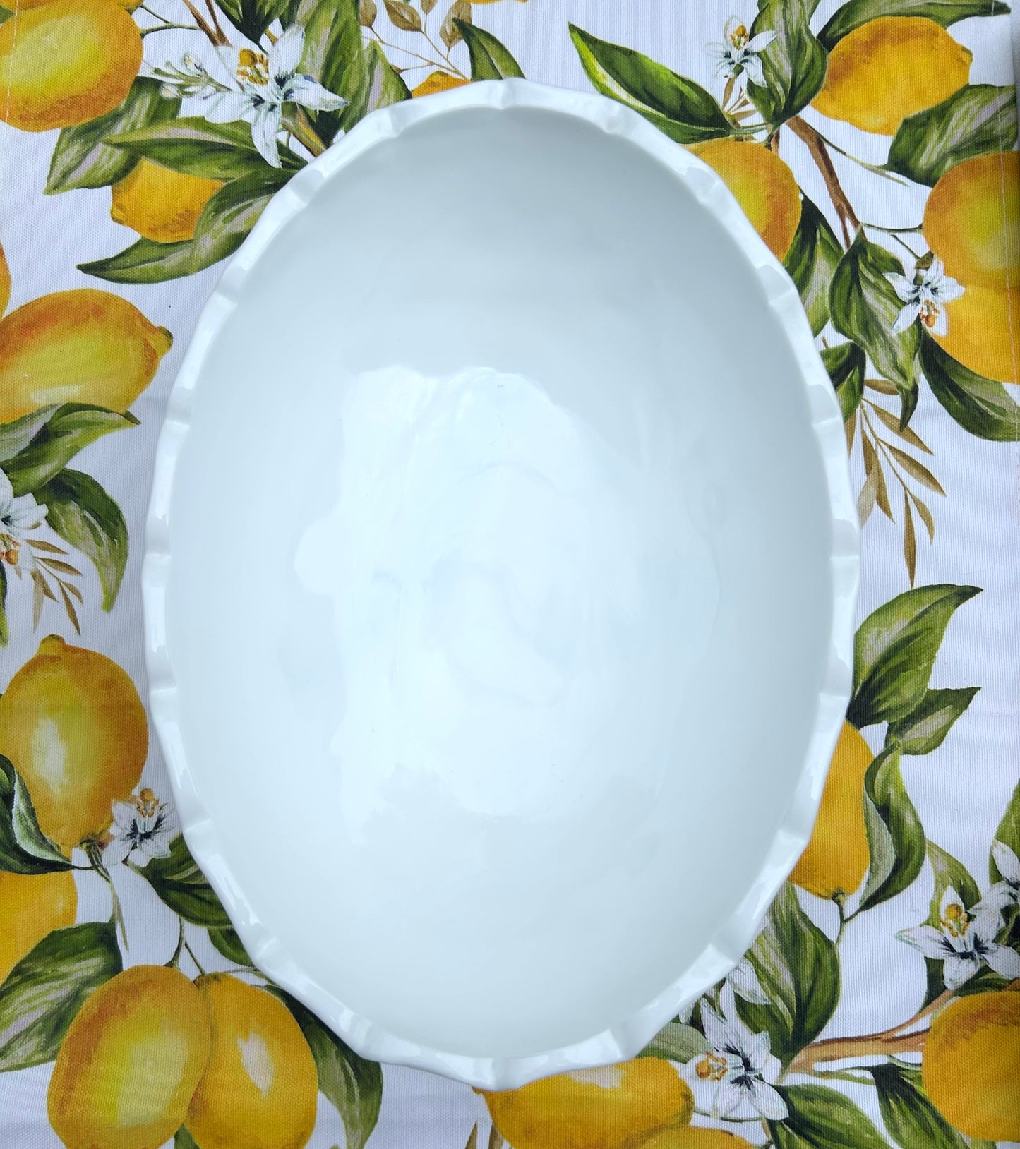 12” x 4” Vintage Oval Footed Milk Glass Nesting Grape Harvest Embossed Bowl