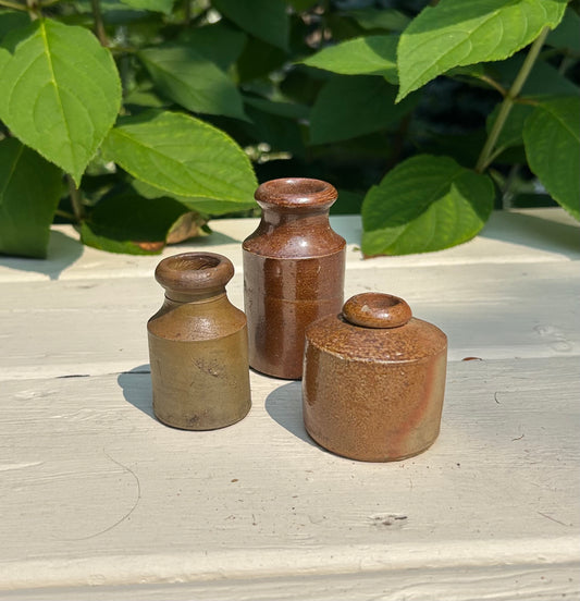 Set of 3-1800s UK Stoneware Ink Pots