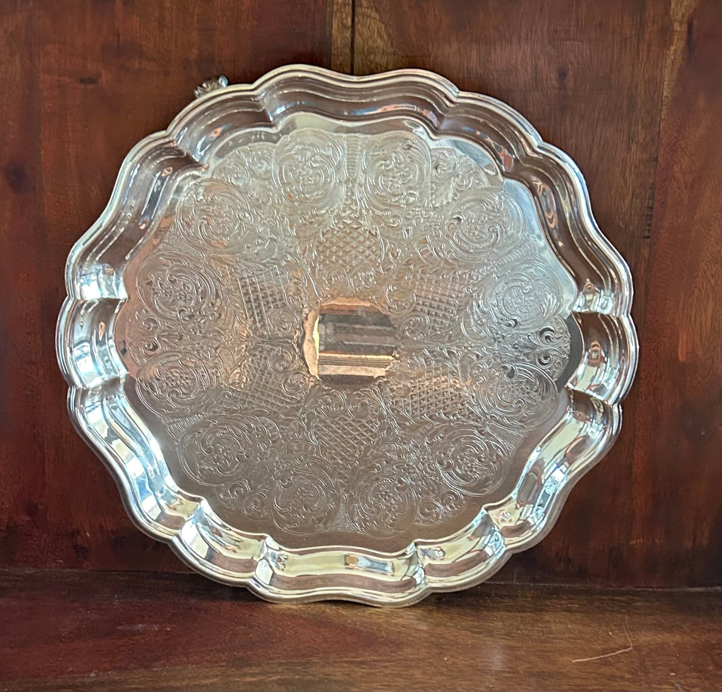 15” Silver-Plate 3 Footed Tray