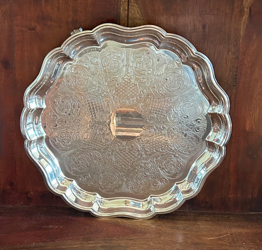 15” Silver-Plate 3 Footed Tray