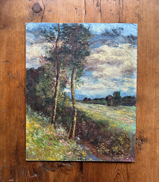 Paris- vintage oil on board 13 x 16