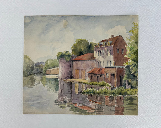 Paris - 10” x 11.5” 1918 Watercolor by Gaucher