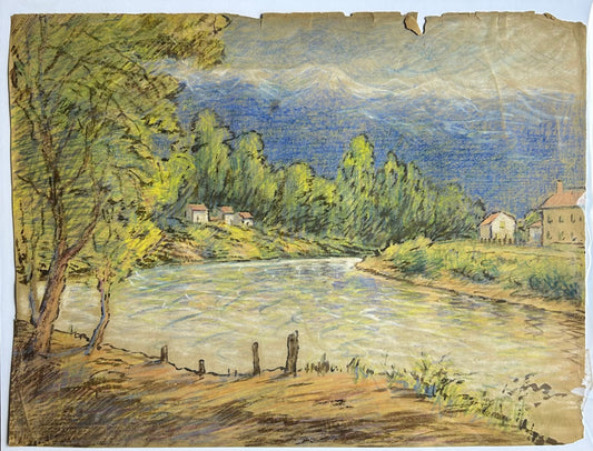 Paris 14.5” x 19” Down by the River