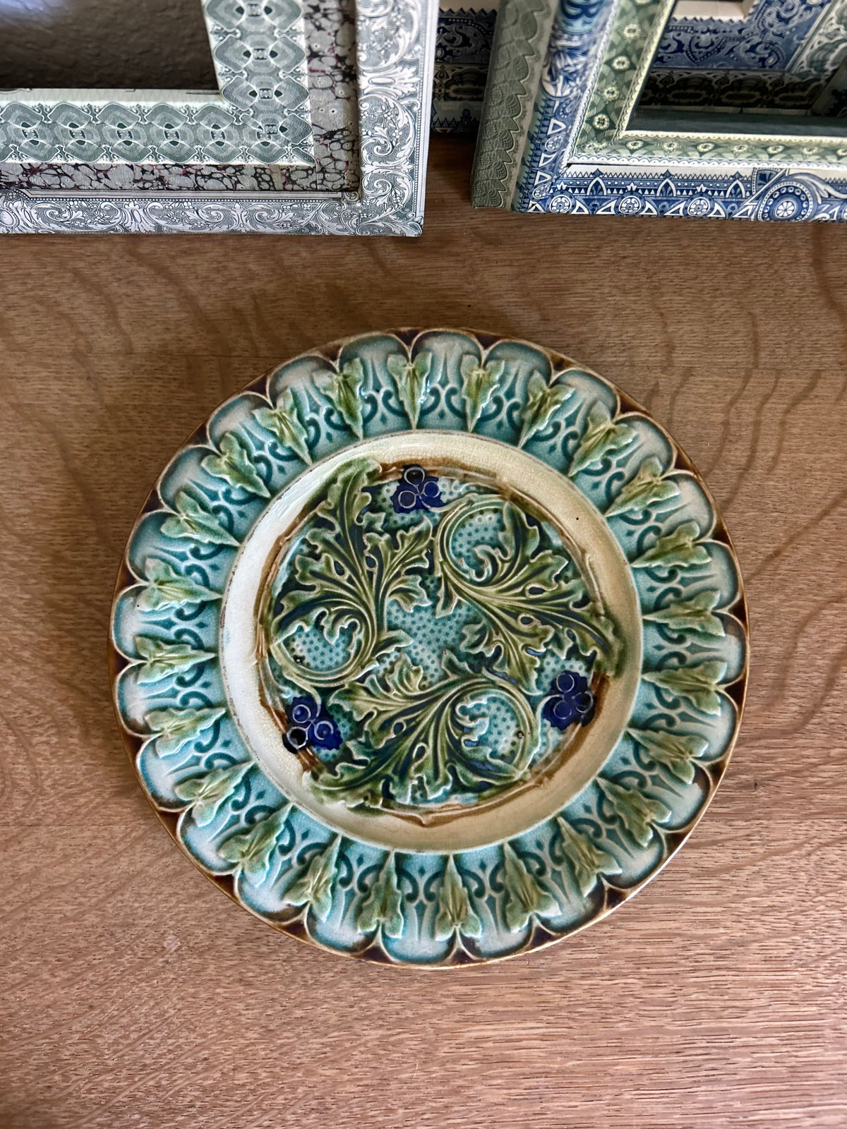 Provence - 8” Antique 1880 Antique French Majolica Botanical Plate