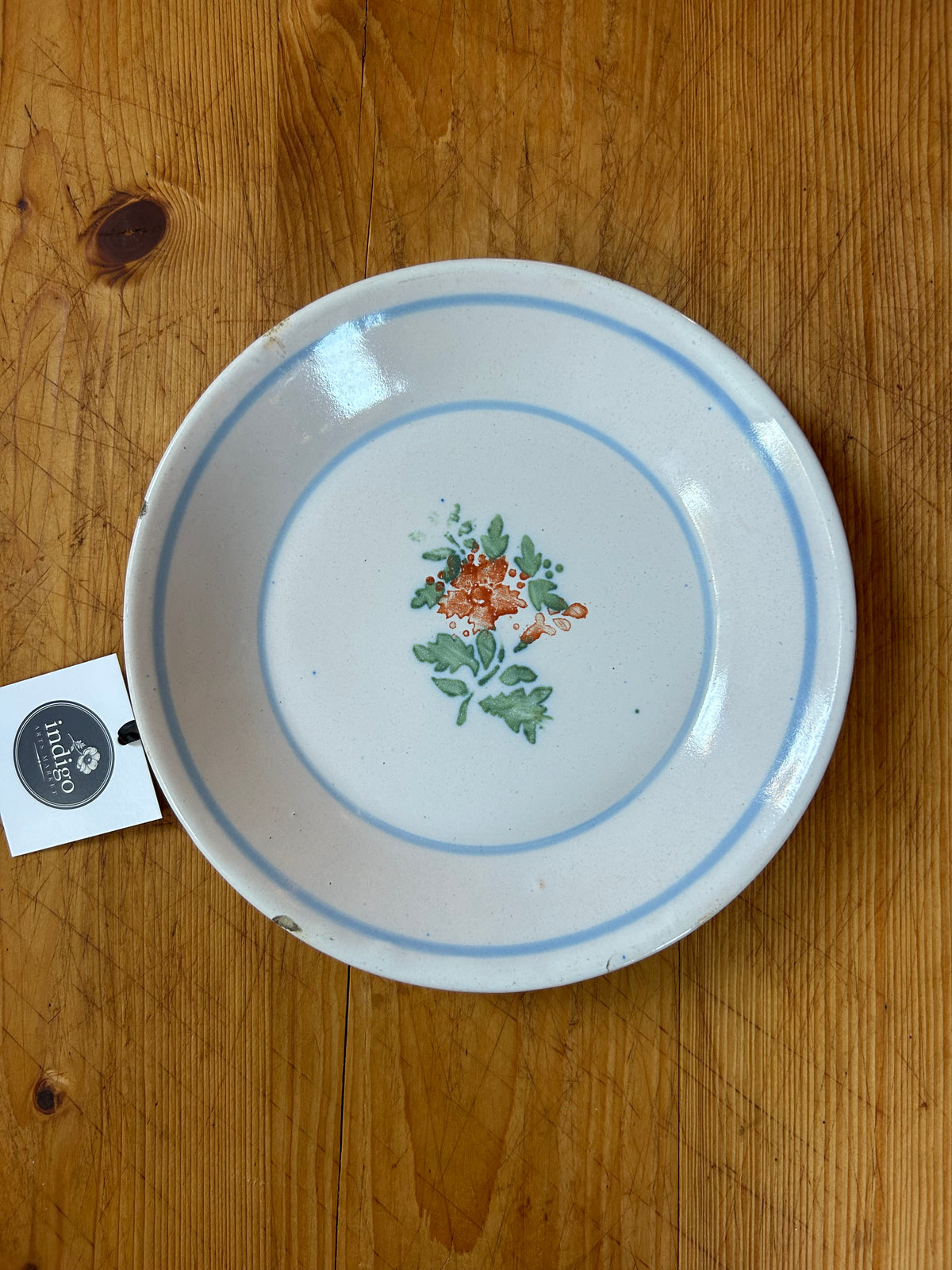 8” Antique French Faience Low Bowl