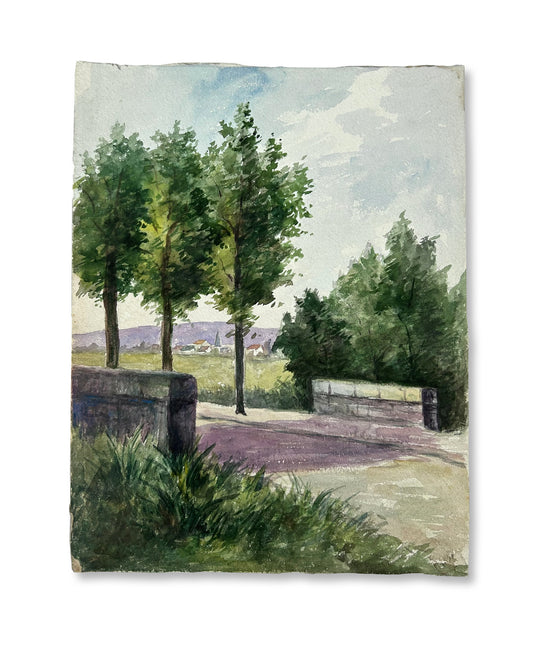 Paris - 10.5” x 14” Vintage Watercolor French Country Bridge