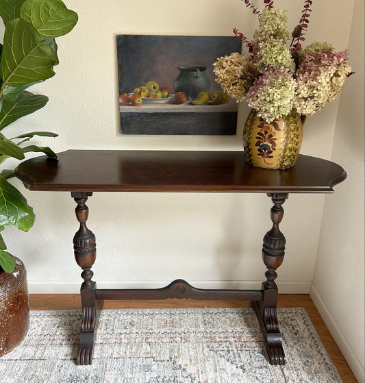 47.5” x 18” x 30” H Antique Mahogany Console Table