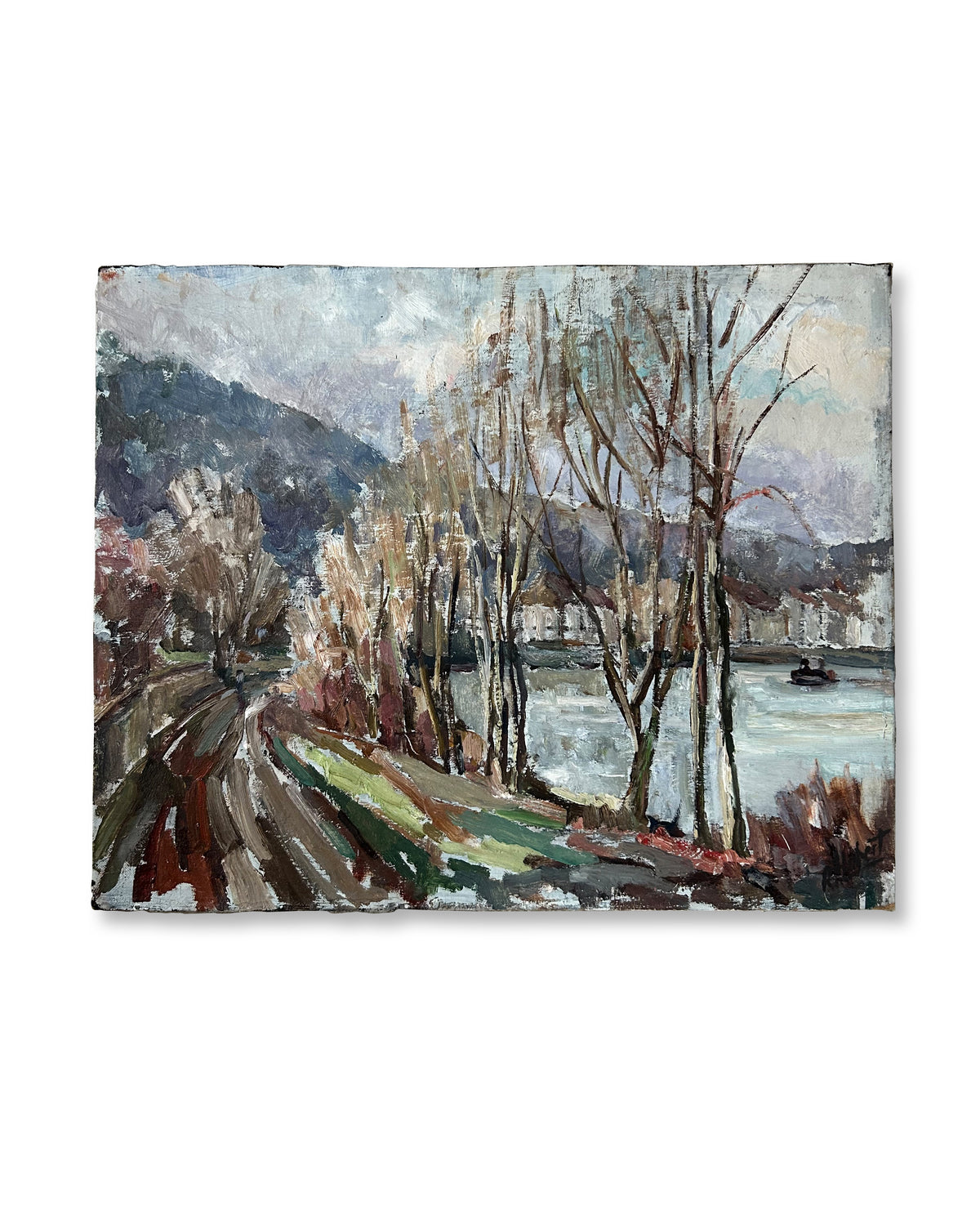 Provence 15” x 18” Vintage Oil on Board Winter Solace