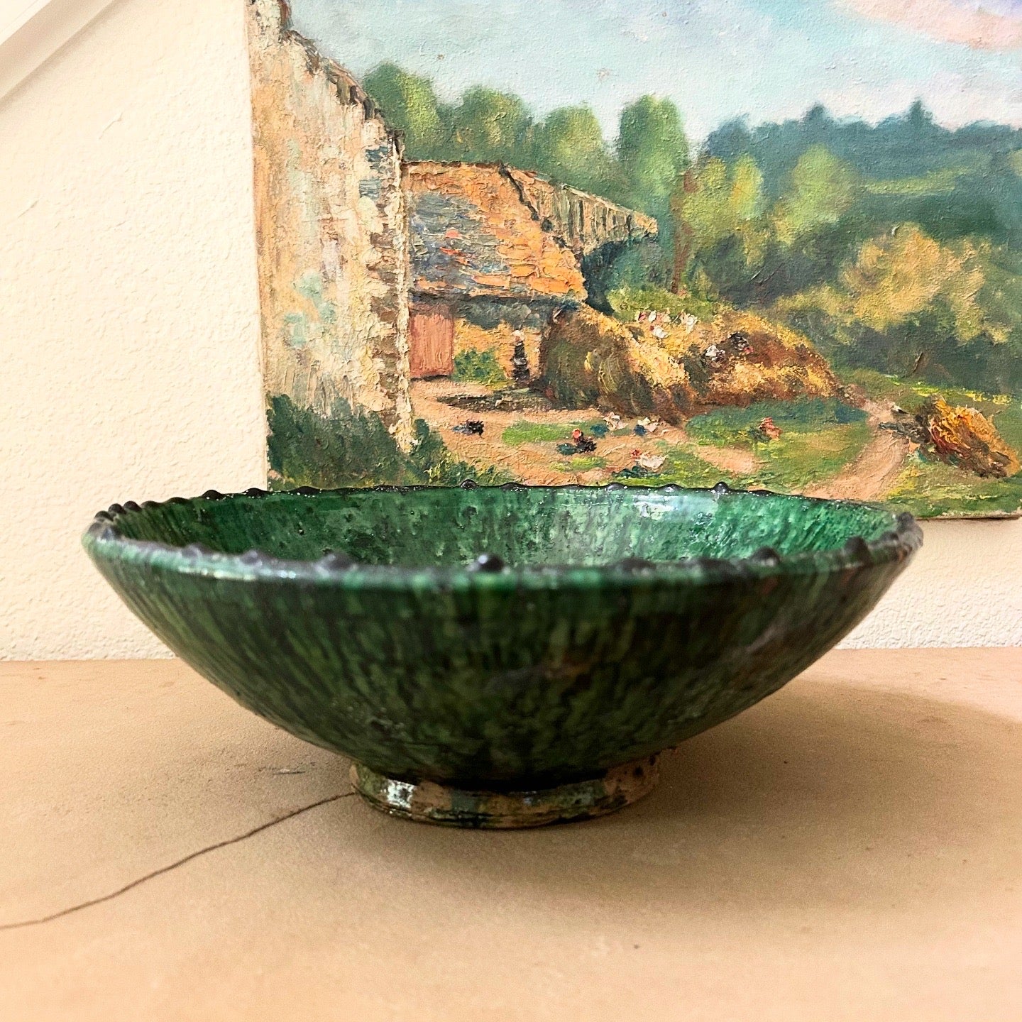 11” x 4”  Moroccan Green Glaze Bowl