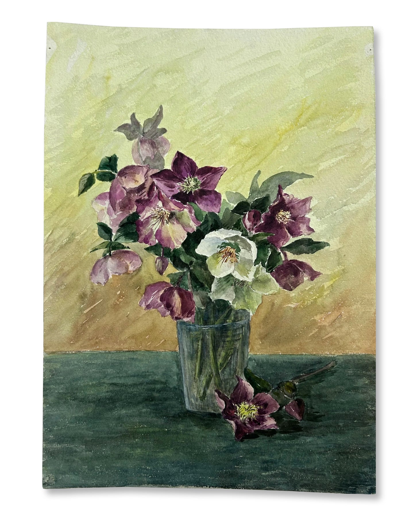 Paris - 11” x 15” Original Watercolor Still Life Flowers