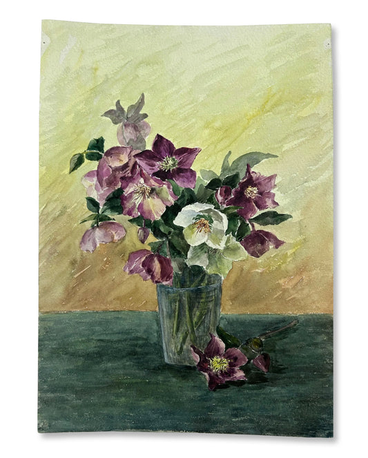 Paris - 11” x 15” Original Watercolor Still Life Flowers