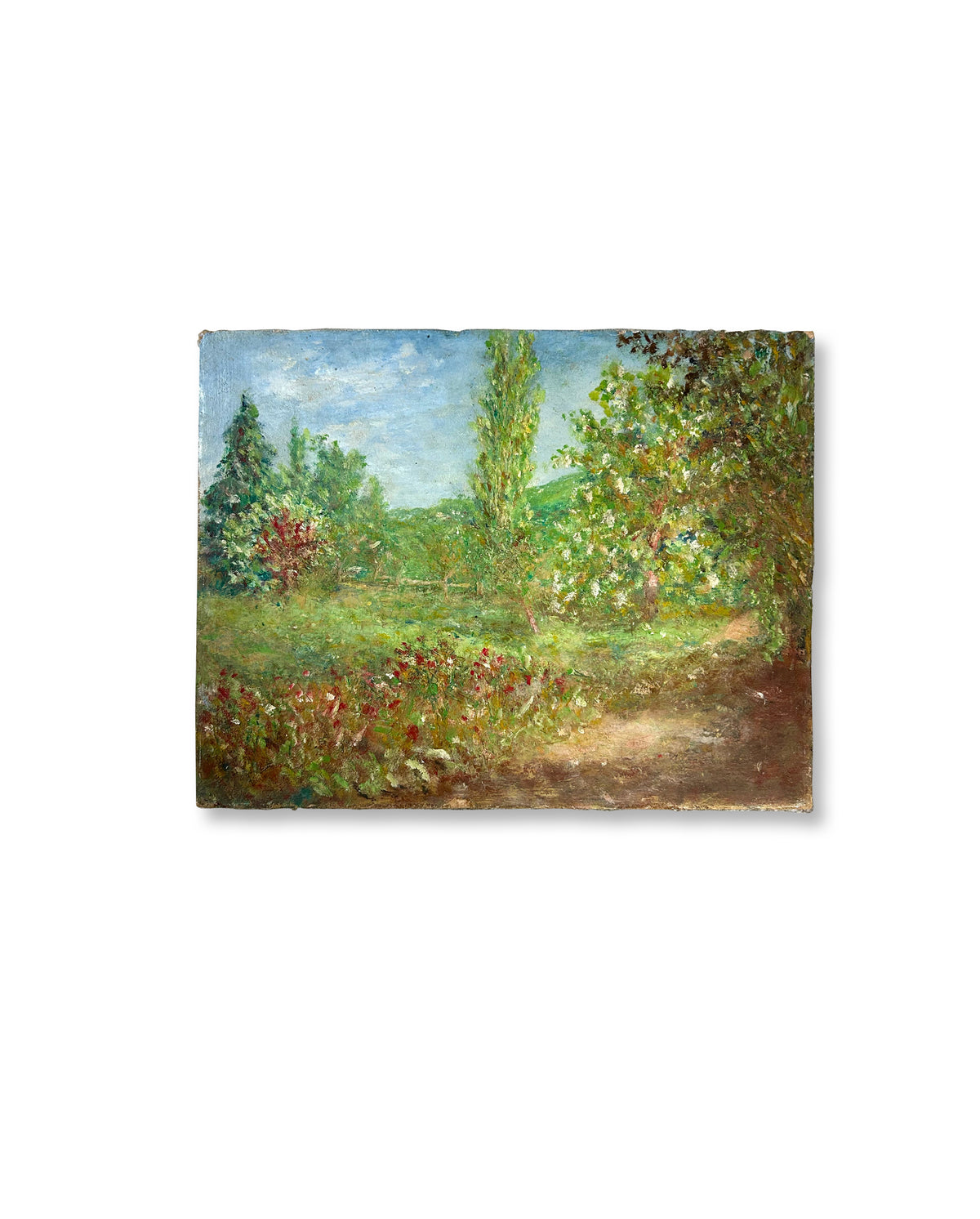 Paris 10.5” x 13.75” Vintage  Impressionist Oil on Board Meadows