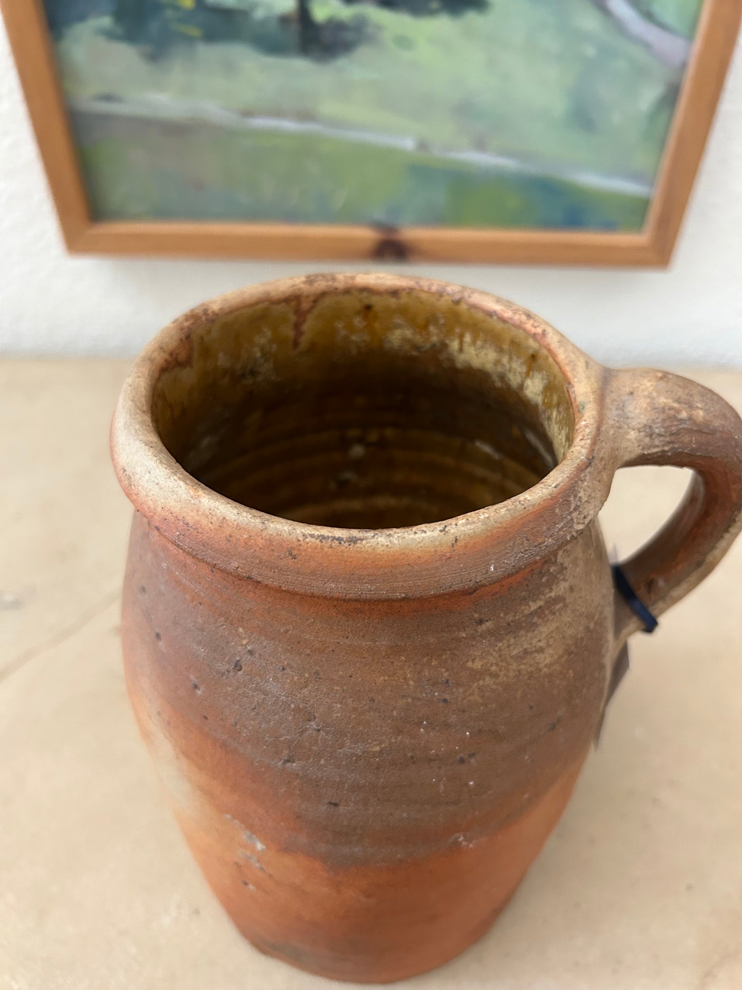 French Vintage 8” Stoneware Pitcher