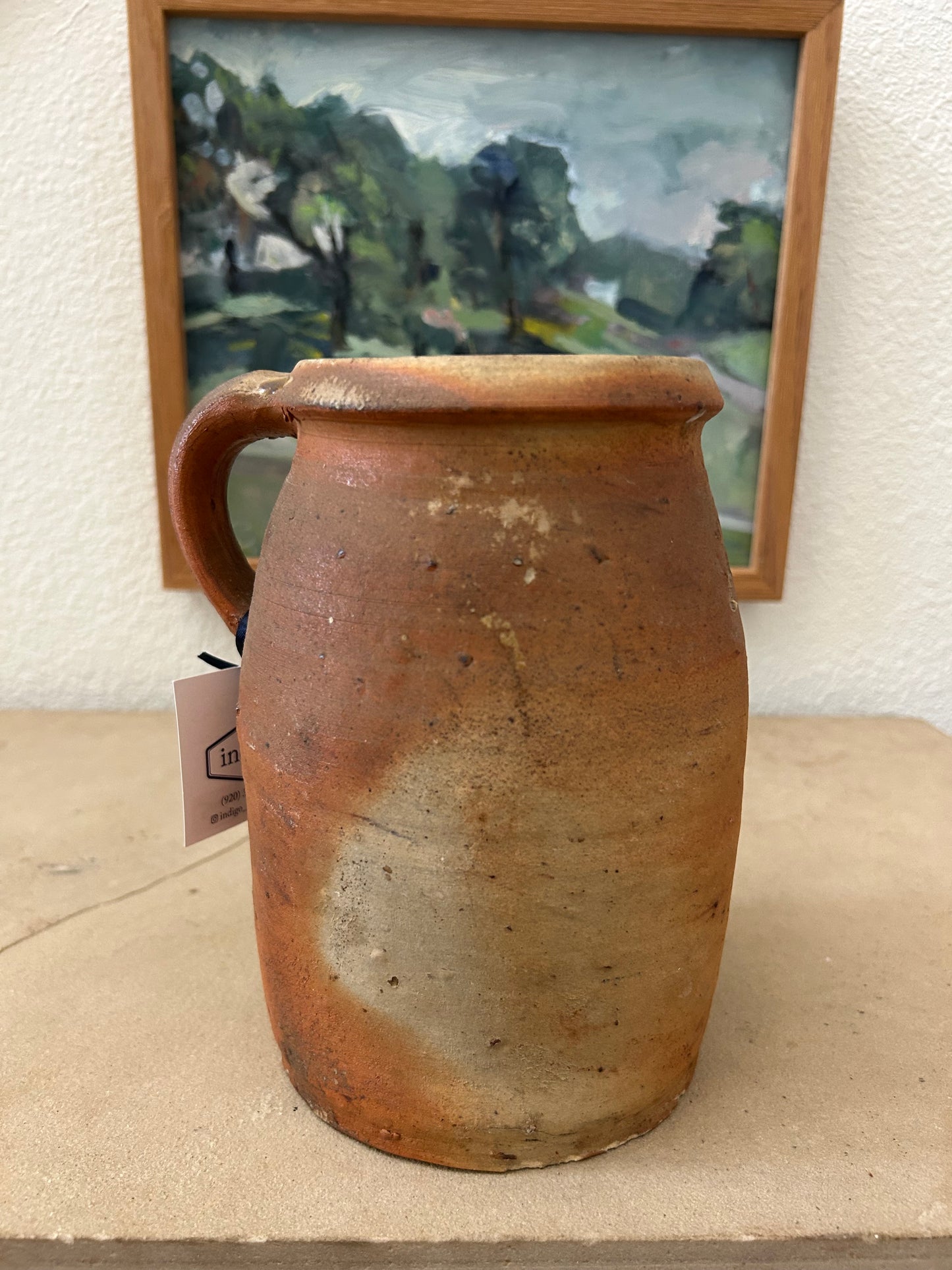 French Vintage 8” Stoneware Pitcher