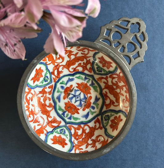 6” Japanese Dish Pewter Rim