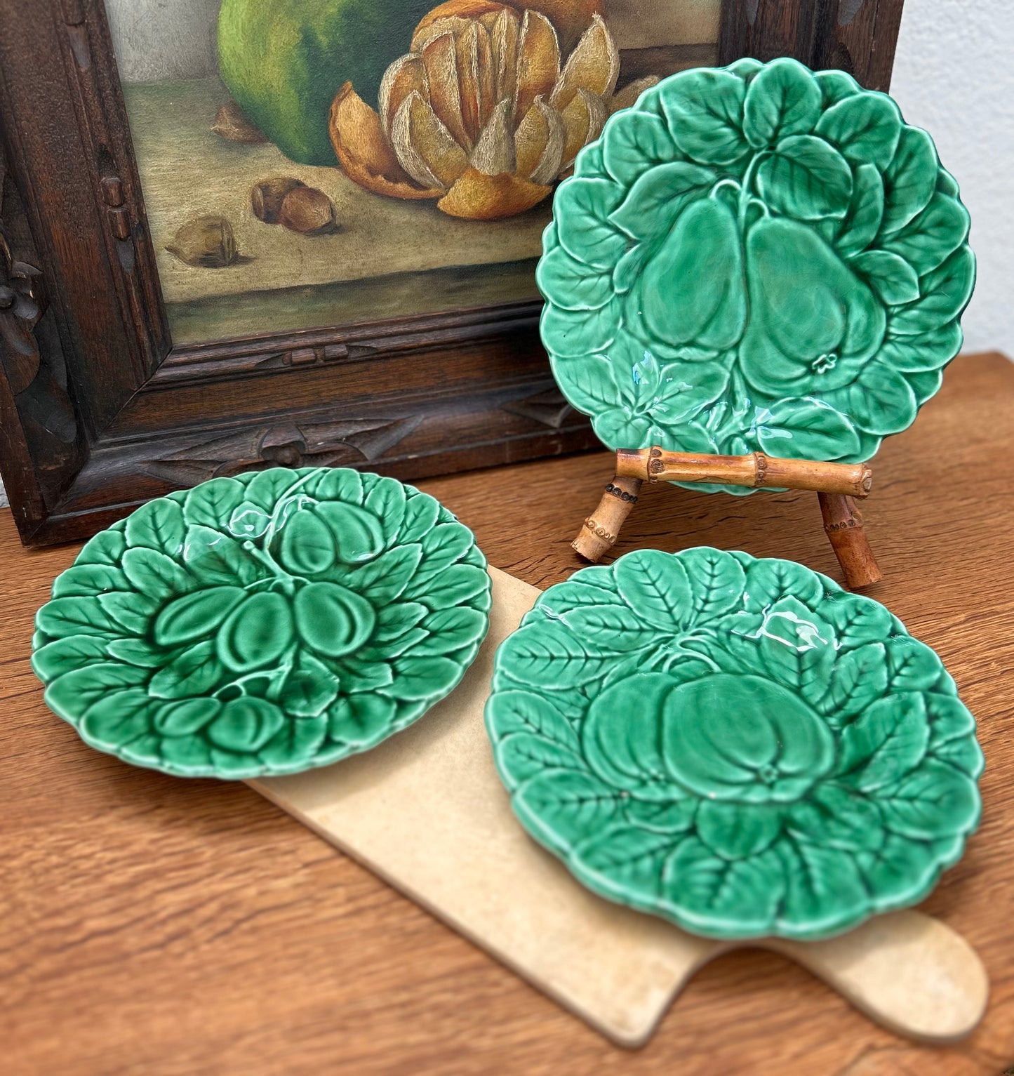 Set of three  7.4” Sarreguemines Fruit Plates