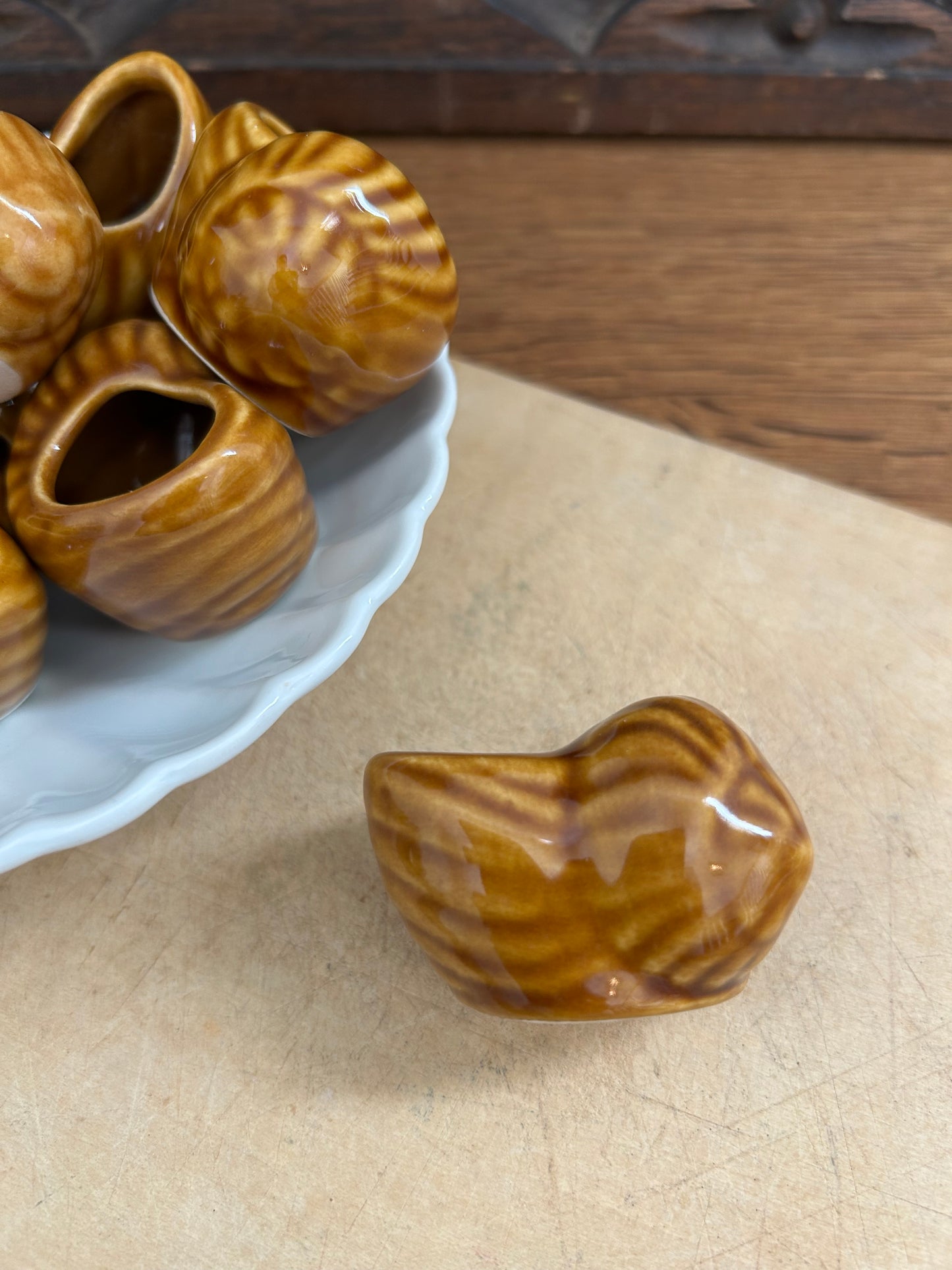 Set of 3 French Escargot Pots shell motif