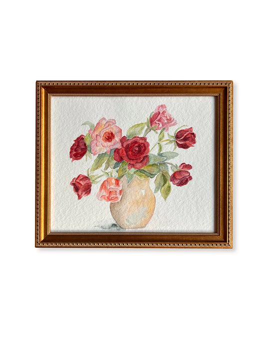 Paris - 14” x 16.5” Original Watercolor, Rose Garden