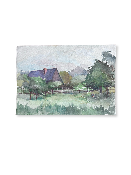 Paris - 9” x 12.5” Original Watercolor Charming Cottage