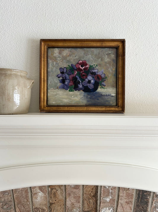 13” x 16” French Original Oil on Wood Floral