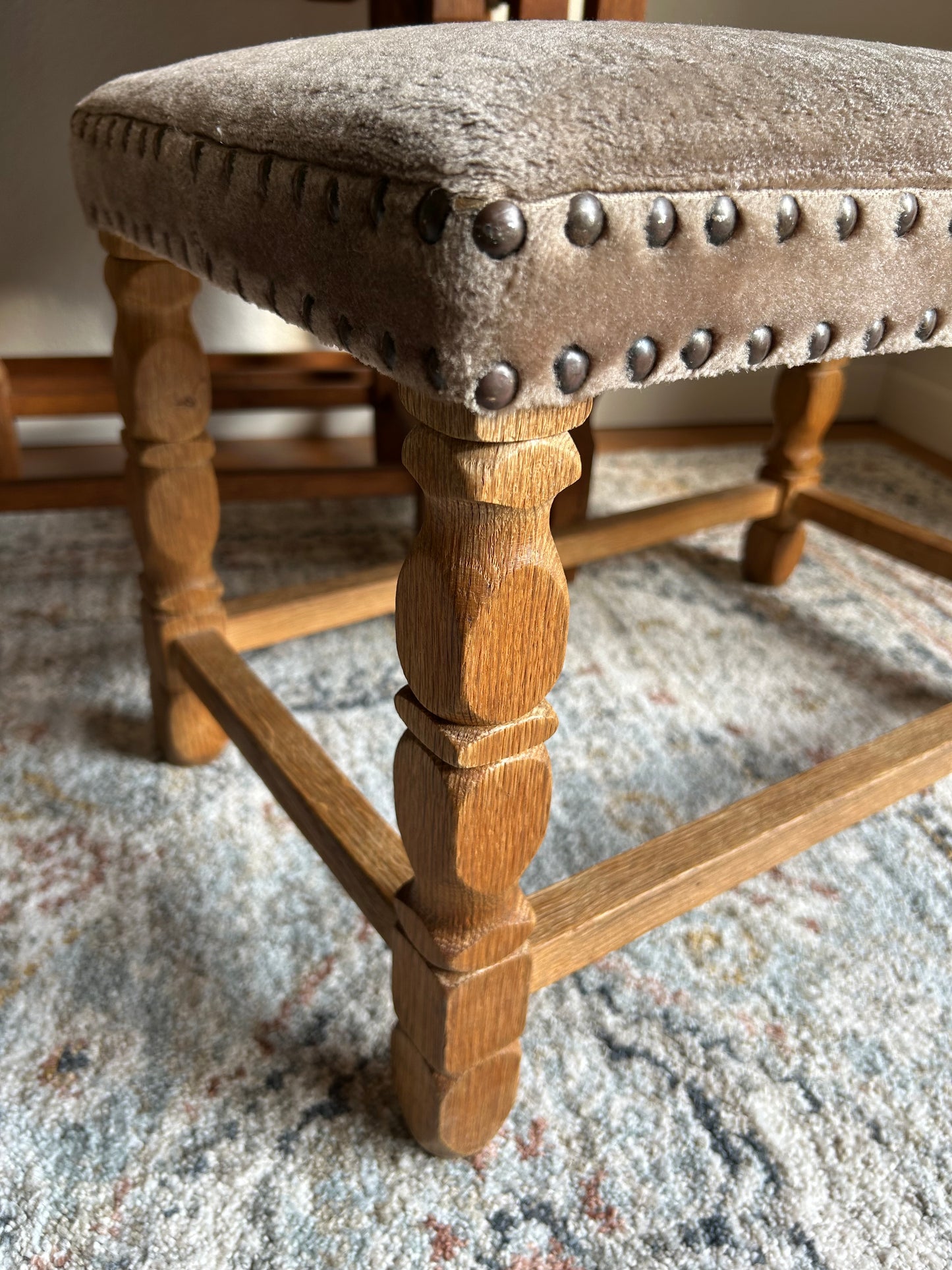 Henning Kjærnulf Danish Oak Upholstered Bench  12” W x 20” L x 13” H