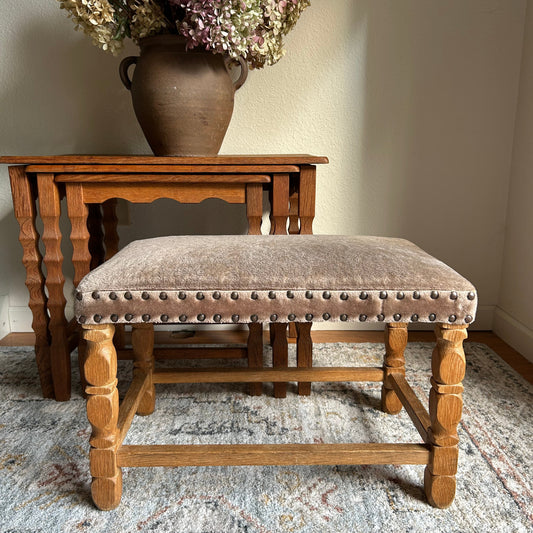 Henning Kjærnulf Danish Oak Upholstered Bench  12” W x 20” L x 13” H