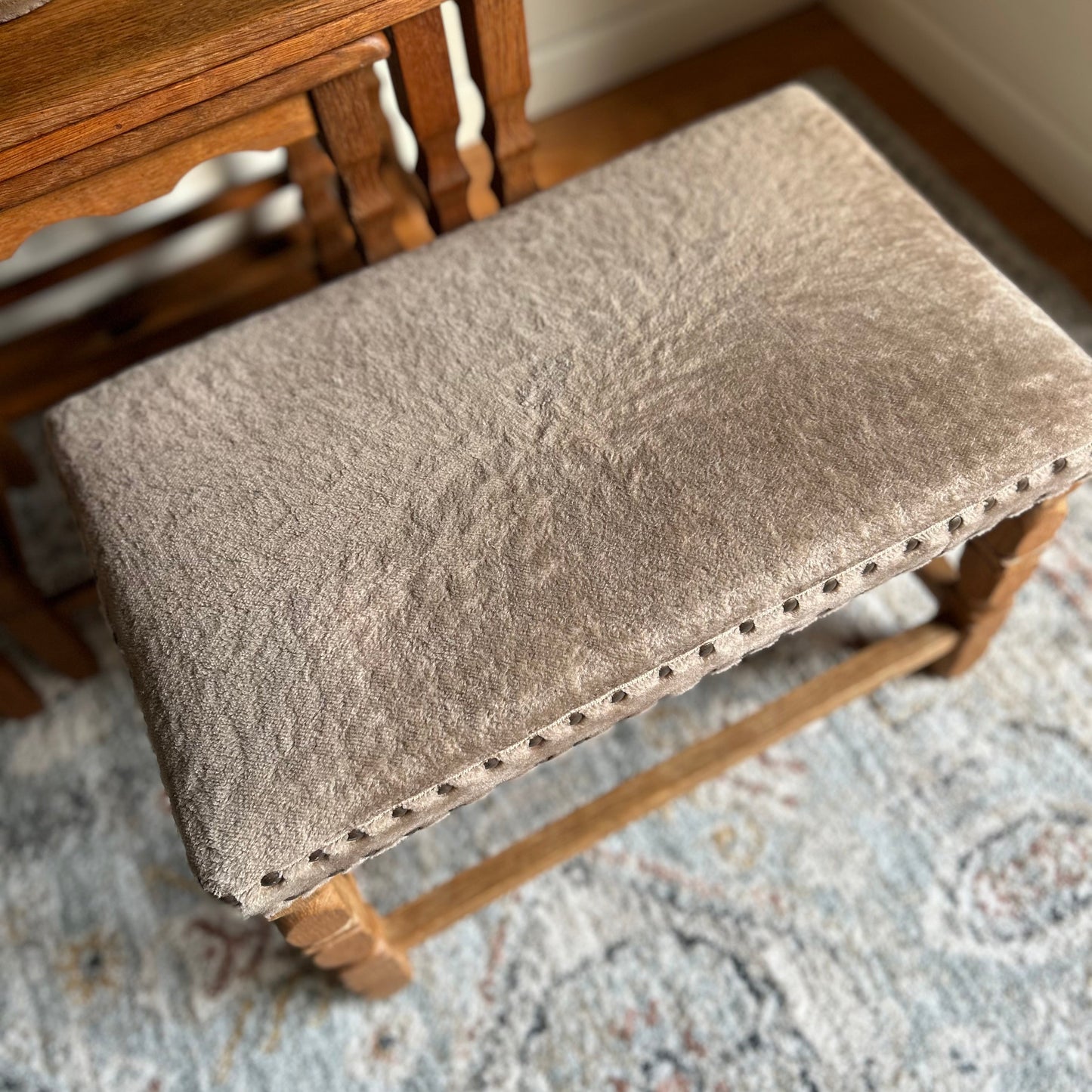 Henning Kjærnulf Danish Oak Upholstered Bench  12” W x 20” L x 13” H