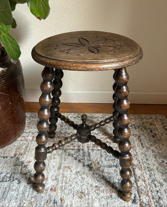 12” x 17” H European Hand Carved Stool