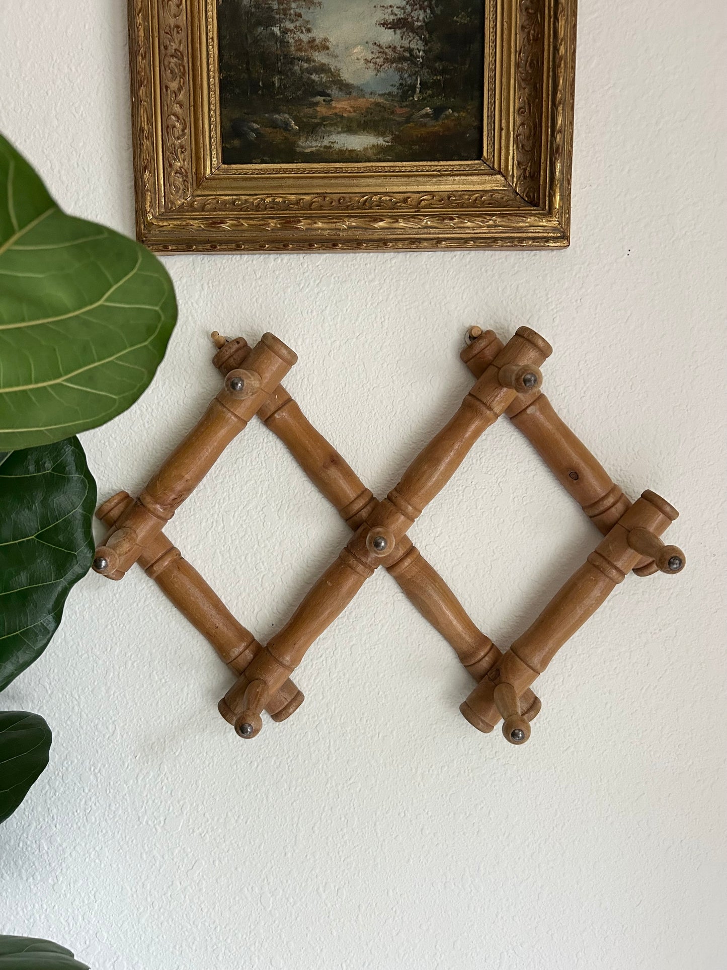 Adjustable 12” x 20” French Wood Faux Bamboo Coat Rack