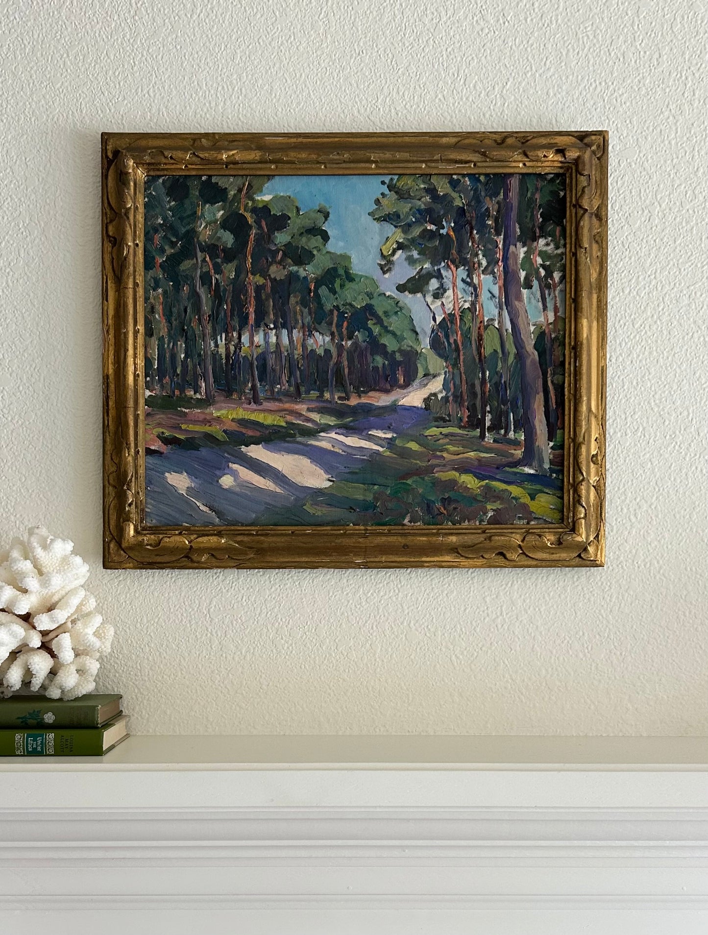 Paris - 18” x 21” Antique French Oil on Canvas, Blissful Walk