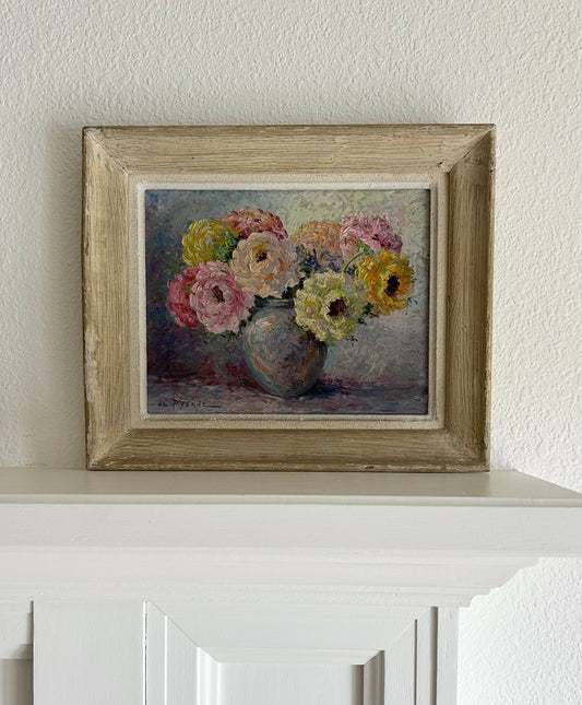 Paris - 13” x 16” Original Vintage French Oil on Canvas, Prettiest Pastels