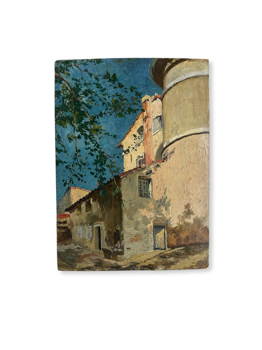 Paris - 6” x 8.5” Original French Oil on Wood, French Southern Skies