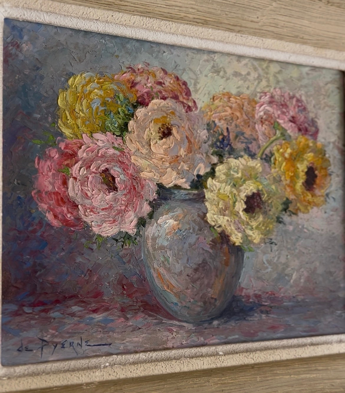 Paris - 13” x 16” Original Vintage French Oil on Canvas, Prettiest Pastels