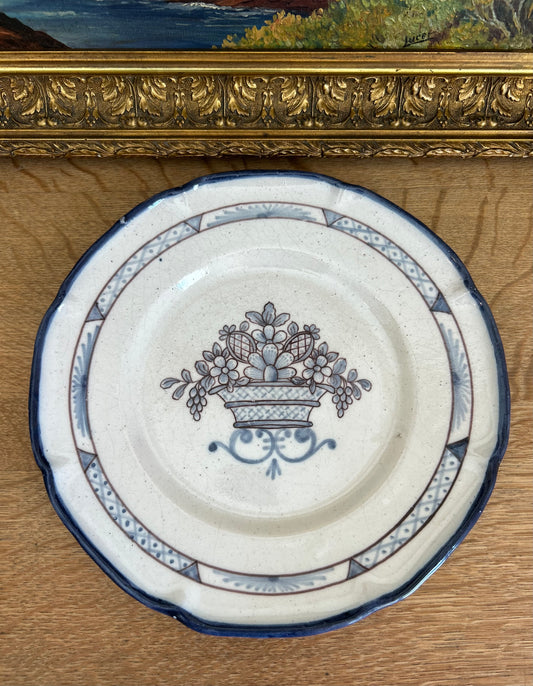 Paris - 9.5” French Faience Plate Floral Basket