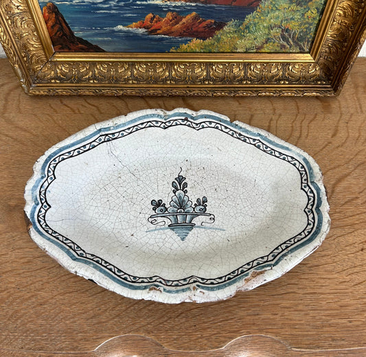Paris - 13. 5” 18th Century French Rouen Faience Oval Platter
