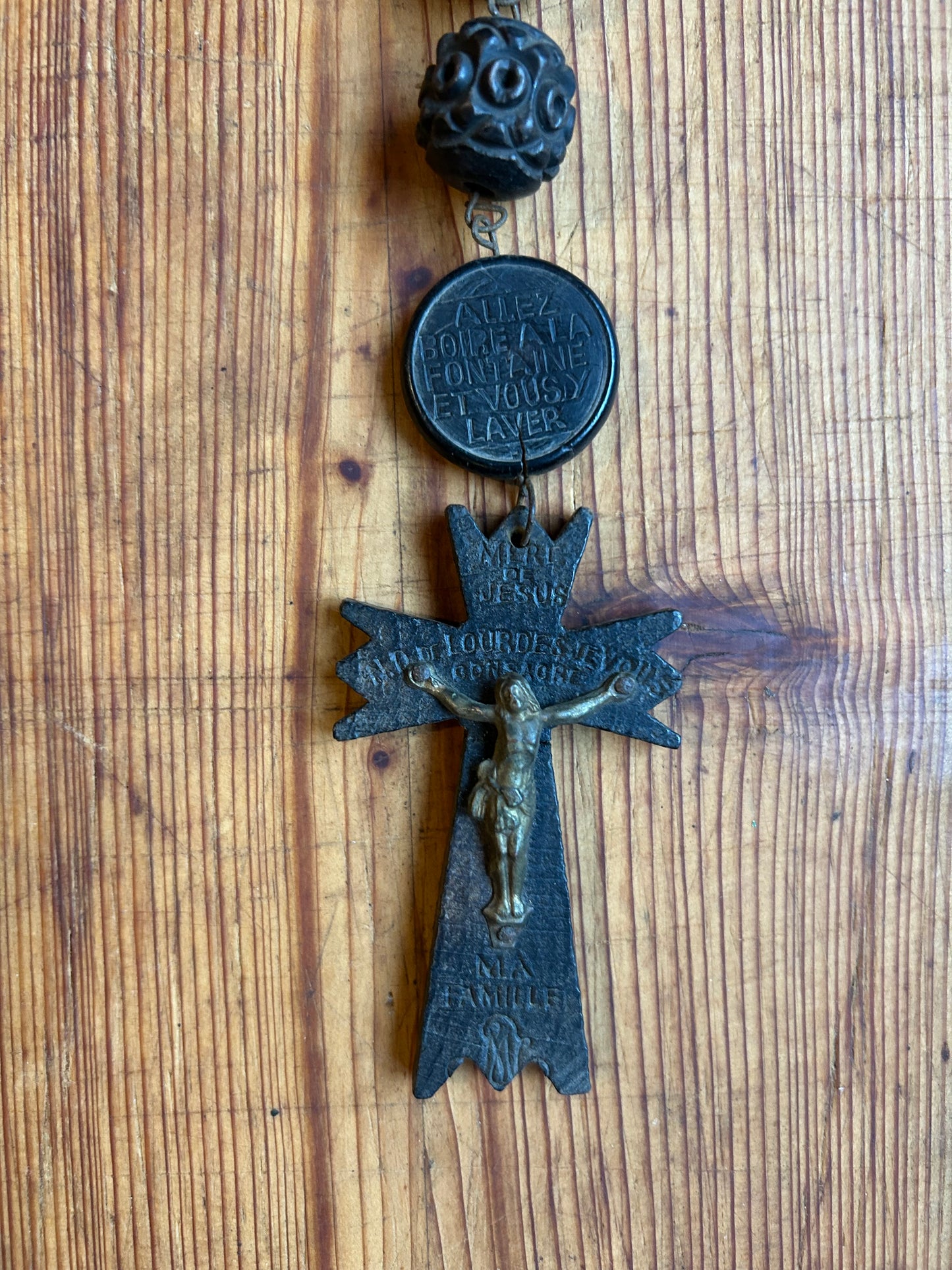 Paris - 41” Carved Large Wood Bead French Rosary