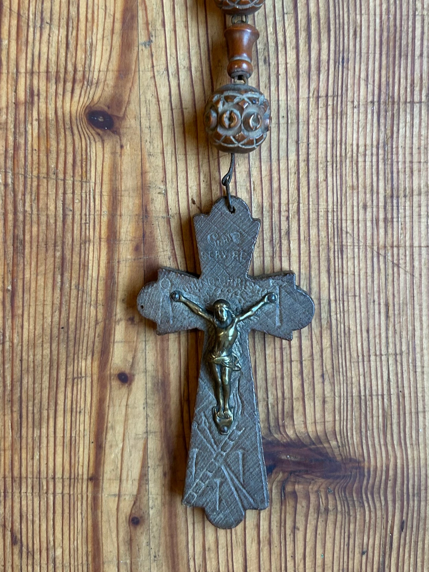 Paris - 41” Carved Large Wood Bead French Rosary