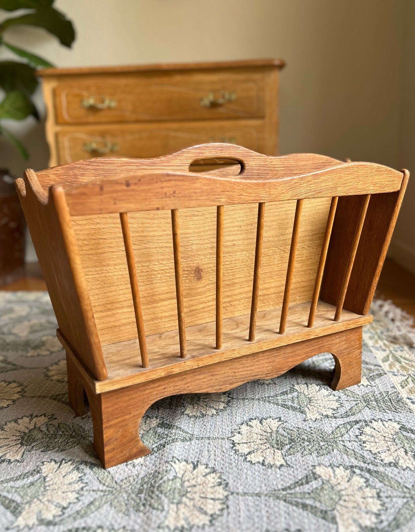 Danish Oak 20” x 10” x 13” H Book/Magazine Holder