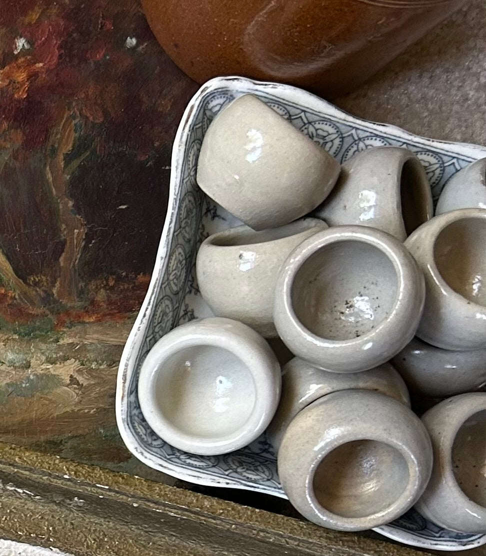 Paris-Set of 6 1930s Stoneware Snail Pots